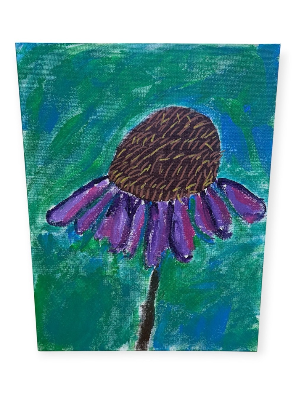 Original Acrylic Artwork of a Purple Echinacea Coneflower
